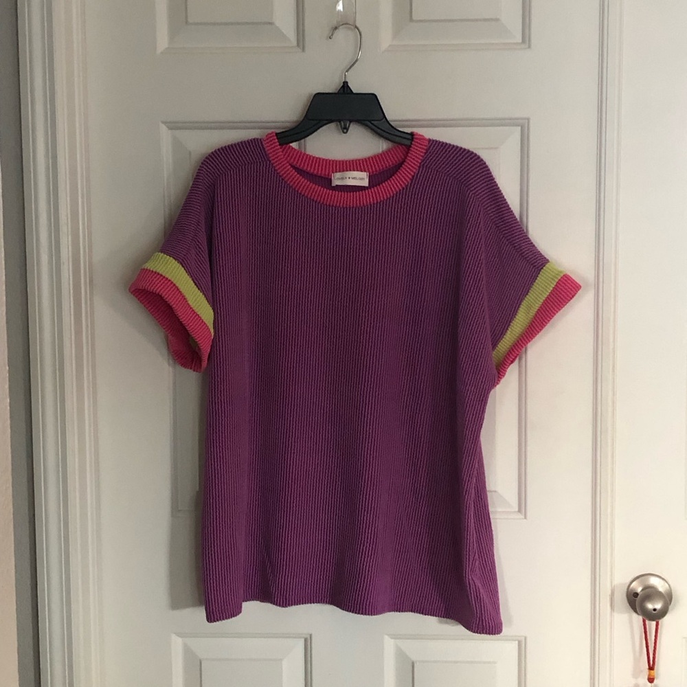 Lovely Melody Pink and Purple Knit Top